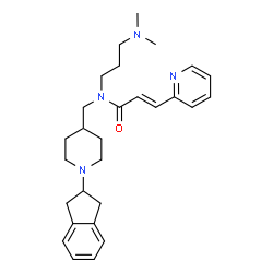 ChemSpider 2D Image | (2E)-N-{[1-(2,3-Dihydro-1H-inden-2-yl)-4-piperidinyl]methyl}-N-[3-(dimethylamino)propyl]-3-(2-pyridinyl)acrylamide | C28H38N4O