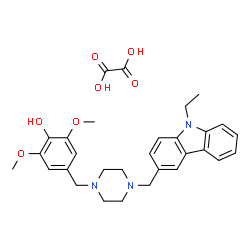 ChemSpider 2D Image | 4-({4-[(9-Ethyl-9H-carbazol-3-yl)methyl]-1-piperazinyl}methyl)-2,6-dimethoxyphenol ethanedioate (1:1) | C30H35N3O7