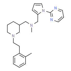 ChemSpider 2D Image | N-Methyl-1-{1-[2-(2-methylphenyl)ethyl]-3-piperidinyl}-N-{[1-(2-pyrimidinyl)-1H-pyrrol-2-yl]methyl}methanamine | C25H33N5