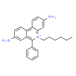 ChemSpider 2D Image | 3,8-Diamino-5-hexyl-6-phenylphenanthridinium | C25H28N3