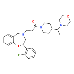 ChemSpider 2D Image | 3-[2-(2-Fluorophenyl)-2,3-dihydro-1,4-benzoxazepin-4(5H)-yl]-1-{4-[1-(4-morpholinyl)ethyl]-1-piperidinyl}-1-propanone | C29H38FN3O3