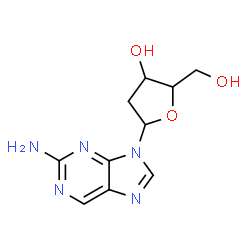 ChemSpider 2D Image | 9-(2-Deoxypentofuranosyl)-9H-purin-2-amine | C10H13N5O3