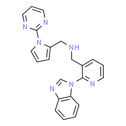 ChemSpider 2D Image | 1-[2-(1H-Benzimidazol-1-yl)-3-pyridinyl]-N-{[1-(2-pyrimidinyl)-1H-pyrrol-2-yl]methyl}methanamine | C22H19N7