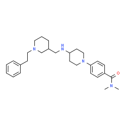 ChemSpider 2D Image | N,N-Dimethyl-4-[4-({[1-(2-phenylethyl)-3-piperidinyl]methyl}amino)-1-piperidinyl]benzamide | C28H40N4O