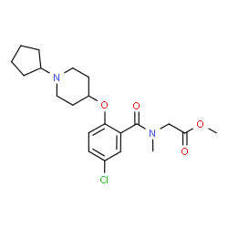 ChemSpider 2D Image | Methyl N-{5-chloro-2-[(1-cyclopentyl-4-piperidinyl)oxy]benzoyl}-N-methylglycinate | C21H29ClN2O4