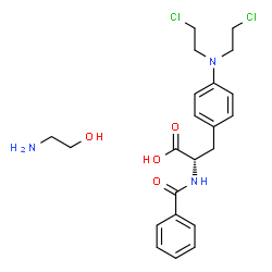 ChemSpider 2D Image | N-Benzoyl-4-[bis(2-chloroethyl)amino]-L-phenylalanine - 2-aminoethanol (1:1) | C22H29Cl2N3O4