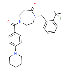 ChemSpider 2D Image | 1-[4-(1-Piperidinyl)benzoyl]-4-[2-(trifluoromethyl)benzyl]-1,4-diazepan-5-one | C25H28F3N3O2