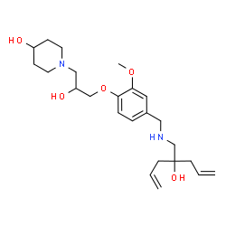 ChemSpider 2D Image | 1-[3-(4-{[(2-Allyl-2-hydroxy-4-penten-1-yl)amino]methyl}-2-methoxyphenoxy)-2-hydroxypropyl]-4-piperidinol | C24H38N2O5