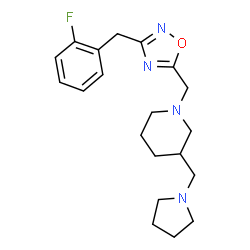ChemSpider 2D Image | 1-{[3-(2-Fluorobenzyl)-1,2,4-oxadiazol-5-yl]methyl}-3-(1-pyrrolidinylmethyl)piperidine | C20H27FN4O