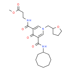 ChemSpider 2D Image | Methyl N-{[5-(cyclooctylcarbamoyl)-4-oxo-1-(tetrahydro-2-furanylmethyl)-1,4-dihydro-3-pyridinyl]carbonyl}-beta-alaninate | C24H35N3O6