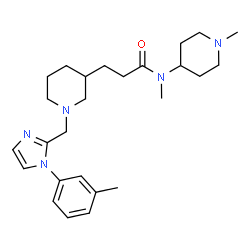 ChemSpider 2D Image | N-Methyl-3-(1-{[1-(3-methylphenyl)-1H-imidazol-2-yl]methyl}-3-piperidinyl)-N-(1-methyl-4-piperidinyl)propanamide | C26H39N5O