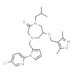 ChemSpider 2D Image | 4-{[1-(5-Chloro-2-pyridinyl)-1H-pyrrol-2-yl]methyl}-6-[(3,5-dimethyl-1,2-oxazol-4-yl)methoxy]-1-isobutyl-1,4-diazepan-2-one | C25H32ClN5O3