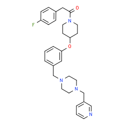 ChemSpider 2D Image | 2-(4-Fluorophenyl)-1-[4-(3-{[4-(3-pyridinylmethyl)-1-piperazinyl]methyl}phenoxy)-1-piperidinyl]ethanone | C30H35FN4O2