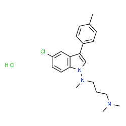 ChemSpider 2D Image | N-[5-Chloro-3-(4-methylphenyl)-1H-indol-1-yl]-N,N',N'-trimethyl-1,3-propanediamine hydrochloride (1:1) | C21H27Cl2N3