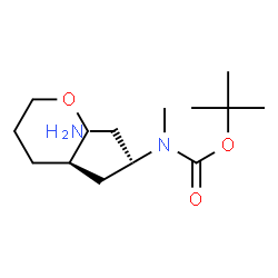 ChemSpider 2D Image | tert-Butyl-{(2S)-1-amino-3-[(3R)-tetrahydro-2H-pyran-3-yl]propan-2-yl}methylcarbamat | C14H28N2O3