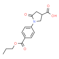 ChemSpider 2D Image | 5-Oxo-1-[4-(propoxycarbonyl)phenyl]-3-pyrrolidinecarboxylic acid | C15H17NO5