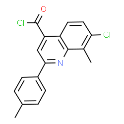 ChemSpider 2D Image | 7-Chloro-8-methyl-2-(p-tolyl)quinoline-4-carbonyl chloride | C18H13Cl2NO