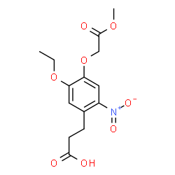 ChemSpider 2D Image | 3-[5-Ethoxy-4-(2-methoxy-2-oxoethoxy)-2-nitrophenyl]propanoic acid | C14H17NO8