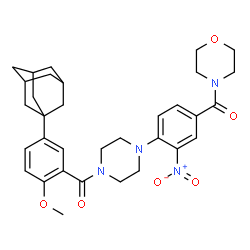 ChemSpider 2D Image | (4-{4-[5-(Adamantan-1-yl)-2-methoxybenzoyl]-1-piperazinyl}-3-nitrophenyl)(4-morpholinyl)methanone | C33H40N4O6