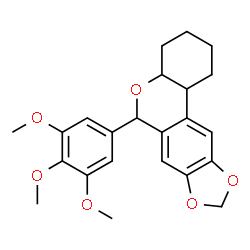 ChemSpider 2D Image | 6-(3,4,5-Trimethoxyphenyl)-2,3,4,4a,6,11b-hexahydro-1H-[1,3]benzodioxolo[5,6-c]chromene | C23H26O6
