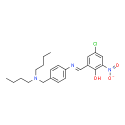 ChemSpider 2D Image | 4-Chloro-2-[(E)-({4-[(dibutylamino)methyl]phenyl}imino)methyl]-6-nitrophenol | C22H28ClN3O3