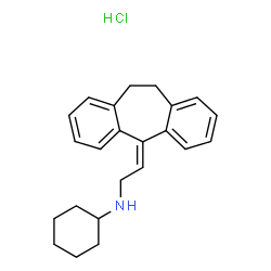 ChemSpider 2D Image | N-[2-(10,11-Dihydro-5H-dibenzo[a,d][7]annulen-5-ylidene)ethyl]cyclohexanamine hydrochloride (1:1) | C23H28ClN