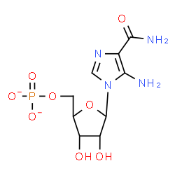 ChemSpider 2D Image | 5-Amino-1-(5-O-phosphonatopentofuranosyl)-1H-imidazole-4-carboxamide | C9H13N4O8P