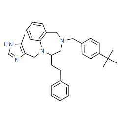 ChemSpider 2D Image | 1-[(4-Methyl-1H-imidazol-5-yl)methyl]-4-[4-(2-methyl-2-propanyl)benzyl]-2-(2-phenylethyl)-2,3,4,5-tetrahydro-1H-1,4-benzodiazepine | C33H40N4