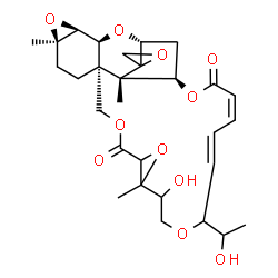 ChemSpider 2D Image | (1R,3S,4S,6R,9R,20E,22Z,26R,27S)-16-Hydroxy-19-(1-hydroxyethyl)-6,15,27-trimethyl-12H,24H-spiro[2,5,11,14,18,25-hexaoxahexacyclo[24.2.1.0~3,9~.0~4,6~.0~9,27~.0~13,15~]nonacosa-20,22-diene-28,2'-oxiran
e]-12,24-dione | C29H38O11