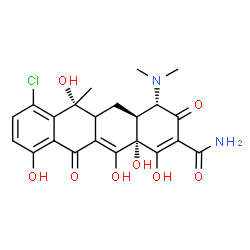 ChemSpider 2D Image | (4S,4aS,6R,12aS)-7-Chloro-4-(dimethylamino)-1,6,10,12,12a-pentahydroxy-6-methyl-3,11-dioxo-3,4,4a,5,5a,6,11,12a-octahydro-2-tetracenecarboxamide | C22H23ClN2O8