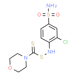 ChemSpider 2D Image | 3-Chloro-4-{[(4-morpholinylcarbonothioyl)sulfanyl]amino}benzenesulfonamide | C11H14ClN3O3S3