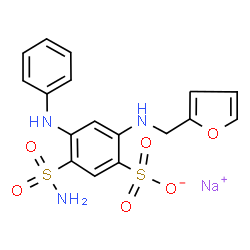 ChemSpider 2D Image | Sodium 4-anilino-2-[(2-furylmethyl)amino]-5-sulfamoylbenzenesulfonate | C17H16N3NaO6S2
