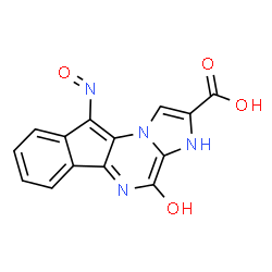 ChemSpider 2D Image | 4-Hydroxy-10-nitroso-3H-imidazo[1,2-a]indeno[1,2-e]pyrazine-2-carboxylic acid | C14H8N4O4