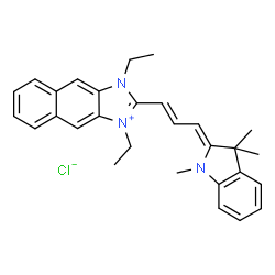 ChemSpider 2D Image | 1,3-Diethyl-2-[(1E,3Z)-3-(1,3,3-trimethyl-1,3-dihydro-2H-indol-2-ylidene)-1-propen-1-yl]-1H-naphtho[2,3-d]imidazol-3-ium chloride | C29H32ClN3