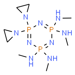 ChemSpider 2D Image | 6,6-Bis(1-aziridinyl)-N~2~,N~2~,N~4~,N~4~-tetramethyl-1,3,5,2lambda~5~,4lambda~5~,6lambda~5~-triazatriphosphinine-2,2,4,4-tetramine | C8H24N9P3