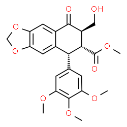ChemSpider 2D Image | Methyl (5R,6R,7R)-7-(hydroxymethyl)-8-oxo-5-(3,4,5-trimethoxyphenyl)-5,6,7,8-tetrahydronaphtho[2,3-d][1,3]dioxole-6-carboxylate | C23H24O9