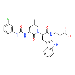 ChemSpider 2D Image | N-[(3-Chlorophenyl)carbamoyl]-L-leucyl-D-tryptophyl-beta-alanine | C27H32ClN5O5