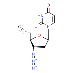 ChemSpider 2D Image | 1-(3-Azido-2,3,5-trideoxy-5-isocyano-D-glycero-pentofuranosyl)-2,4(1H,3H)-pyrimidinedione | C10H10N6O3
