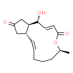 ChemSpider 2D Image | (2E,6S,10Z,11aS,14aR)-1-hydroxy-6-methyl-6,7,8,9,11a,12,14,14a-octahydro-4H-cyclopenta[f]oxacyclotridecine-4,13(1H)-dione | C16H22O4