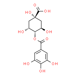 ChemSpider 2D Image | (1S,3R,4S,5R)-1,3,5-Trihydroxy-4-[(3,4,5-trihydroxybenzoyl)oxy]cyclohexanecarboxylic acid | C14H16O10