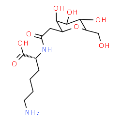 ChemSpider 2D Image | (2R)-6-Amino-2-({[3,4,5-trihydroxy-6-(hydroxymethyl)tetrahydro-2H-pyran-2-yl]acetyl}amino)hexanoic acid | C14H26N2O8