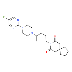 ChemSpider 2D Image | 8-{4-[4-(5-Fluoro-2-pyrimidinyl)-1-piperazinyl]pentyl}-8-azaspiro[4.5]decane-7,9-dione | C22H32FN5O2