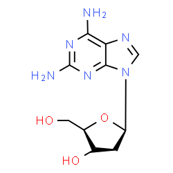 ChemSpider 2D Image | 9-(2-Deoxy-beta-D-glycero-pentofuranosyl)-9H-purine-2,6-diamine | C10H14N6O3