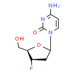 ChemSpider 2D Image | 4-Amino-1-(2,3-dideoxy-3-fluoro-D-glycero-pentofuranosyl)-2(1H)-pyrimidinone | C9H12FN3O3