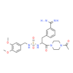 ChemSpider 2D Image | 3-[3-(4-Acetyl-1-piperazinyl)-2-{[(3,4-dimethoxybenzyl)sulfamoyl]amino}-3-oxopropyl]benzenecarboximidamide | C25H34N6O6S