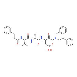 ChemSpider 2D Image | N-(3-Phenylpropanoyl)-L-valyl-N-{4-[benzyl(2-phenylethyl)amino]-1-carboxy-3-oxo-2-butanyl}-L-alaninamide | C37H46N4O6