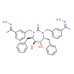 ChemSpider 2D Image | (4R,5S,6S,7R)-4,7-Dibenzyl-5,6-dihydroxy-1-{3-[(1E)-N-hydroxyethanimidoyl]benzyl}-3-{3-[(1Z)-N-hydroxyethanimidoyl]benzyl}-1,3-diazepan-2-one | C37H40N4O5