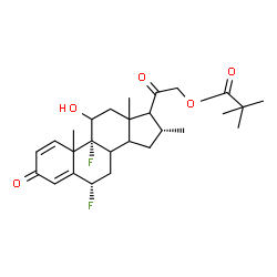 ChemSpider 2D Image | (6alpha,8xi,10xi,13xi,14xi,16alpha,17xi)-6,9-Difluoro-11-hydroxy-16-methyl-3,20-dioxopregna-1,4-dien-21-yl pivalate | C27H36F2O5
