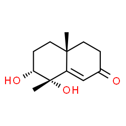 ChemSpider 2D Image | (4aR,7R,8S)-7,8-Dihydroxy-4a,8-dimethyl-4,4a,5,6,7,8-hexahydro-2(3H)-naphthalenone | C12H18O3