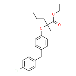 ChemSpider 2D Image | Ethyl 2-[4-(4-chlorobenzyl)phenoxy]-2-methylpentanoate | C21H25ClO3